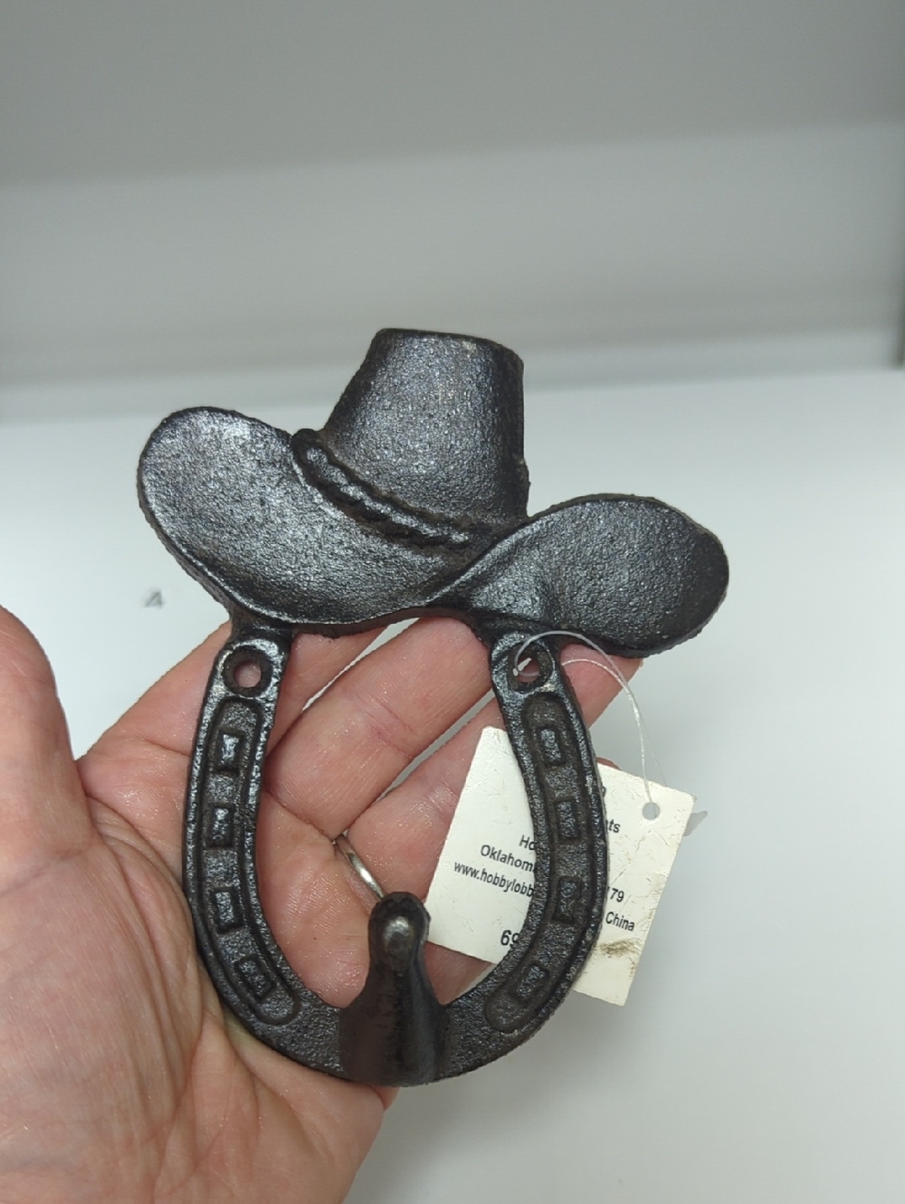 Hobby Lobby Black Cast Iron Cowboy Hat & Horseshoe Hook